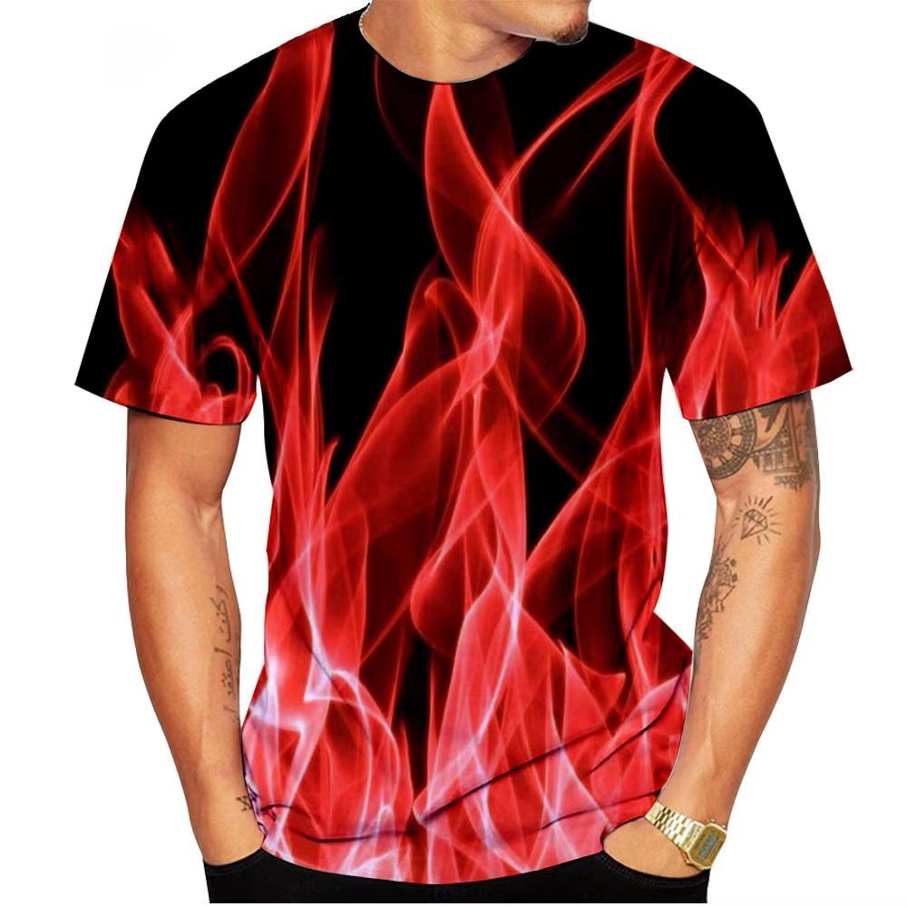 Flame Pattern 3D Printed Men's And Women's T-shirt Hip Hop Short Sleeve T-shirt Plus Size Streetwear Harajuku Y2k Top