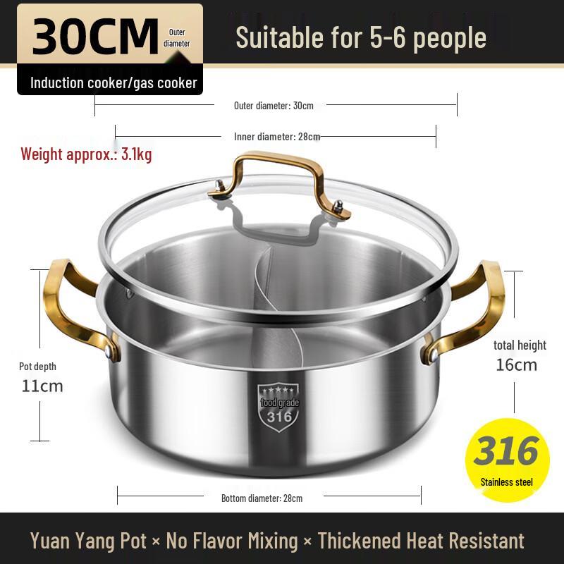 Wutuo 316 Stainless Steel Mandarin Duck Hot Pot