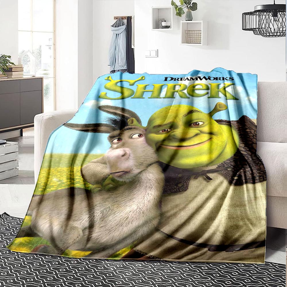 Shrek Theme Printed Blanket - Perfect for Couch, Bed, Travel & Outdoor Use | Machine Washable, Cozy & Durable.