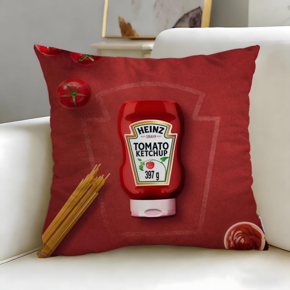 

classic theme Ketchup Label Cushion Cover Soft EasyWash Pillow Case Versatile for Couch Bed Travel and Office 30X30cm