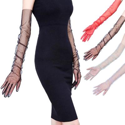 Mode 70 cm Lange Durchsichtige Handschuhe Ultradünne Dehnbare Netz-Ellenbogenhandschuhe Sonnenschutzhandschuhe Partykleid