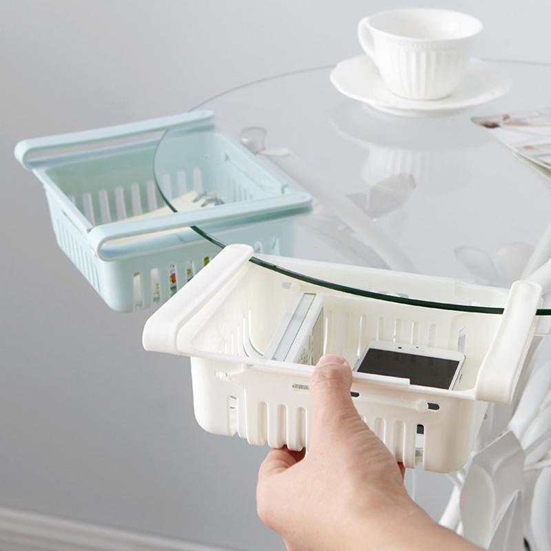Fridge Drawer Organizer Retractable Multifunction Space Saving Refrigerator Storage Box White