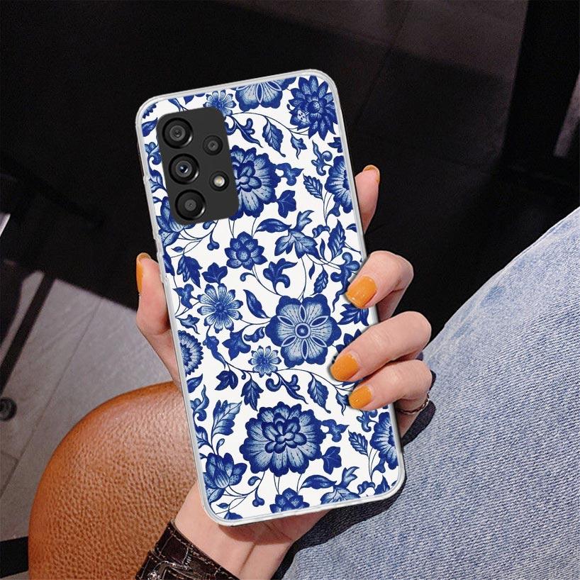 Blau-Weißes Porzellan Handyhülle für Samsung Galaxy A17 A37 A57 A16 A26 A36 A56 A15 A14 A13 A55 A54 A53 A35 A34 A33 A25 A24 A