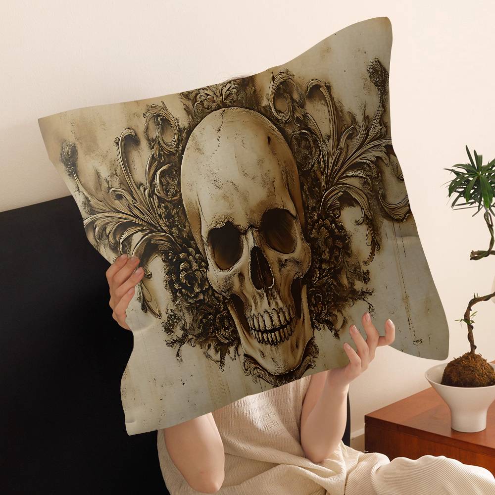 Horror Skull Gothic Cushion Cover Inches Farmhouse Decor Home Throw Pillow Covers for Couch Decorations