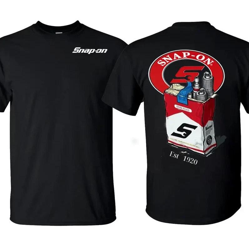 

Snap-on Spark Plugs T-shirt, Premium Cotton Black Tee with Automotive Graphic XL