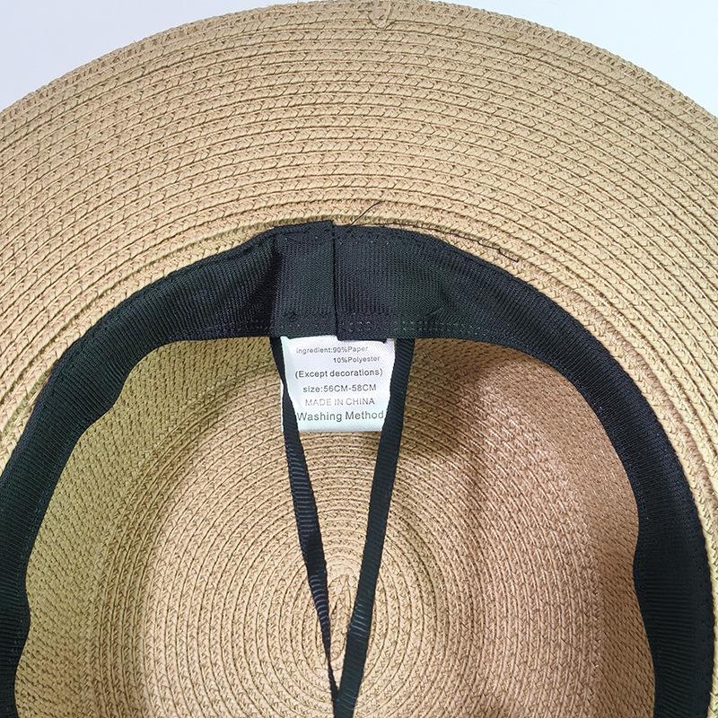 New summer straw hat encryption bow straw hat sun hat sun hat sun hat casual flat top hat versatile big eaves hat