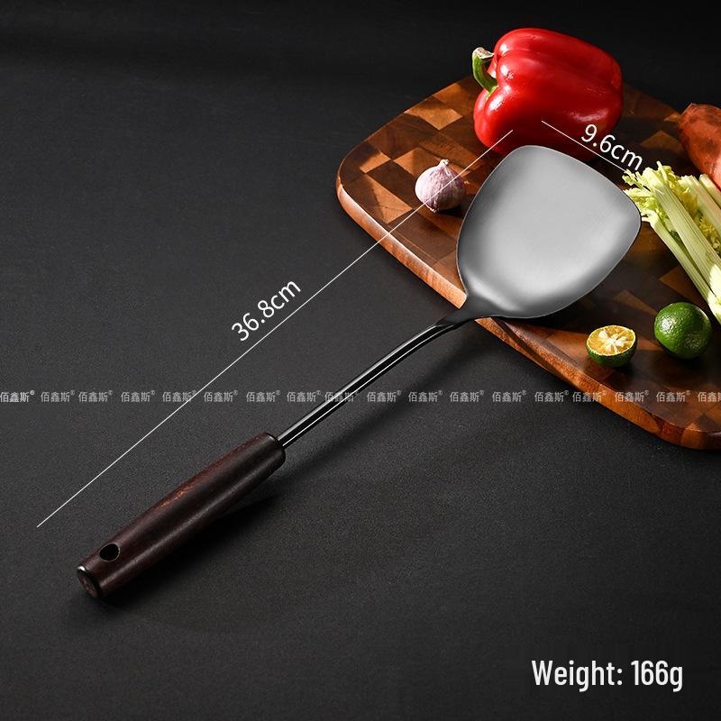 Ensemble Spatule à Fentes et Louche en Acier Inoxydable 304 avec Manche en Bois - Ustensiles de Cuisine Résistants aux Hautes Températures