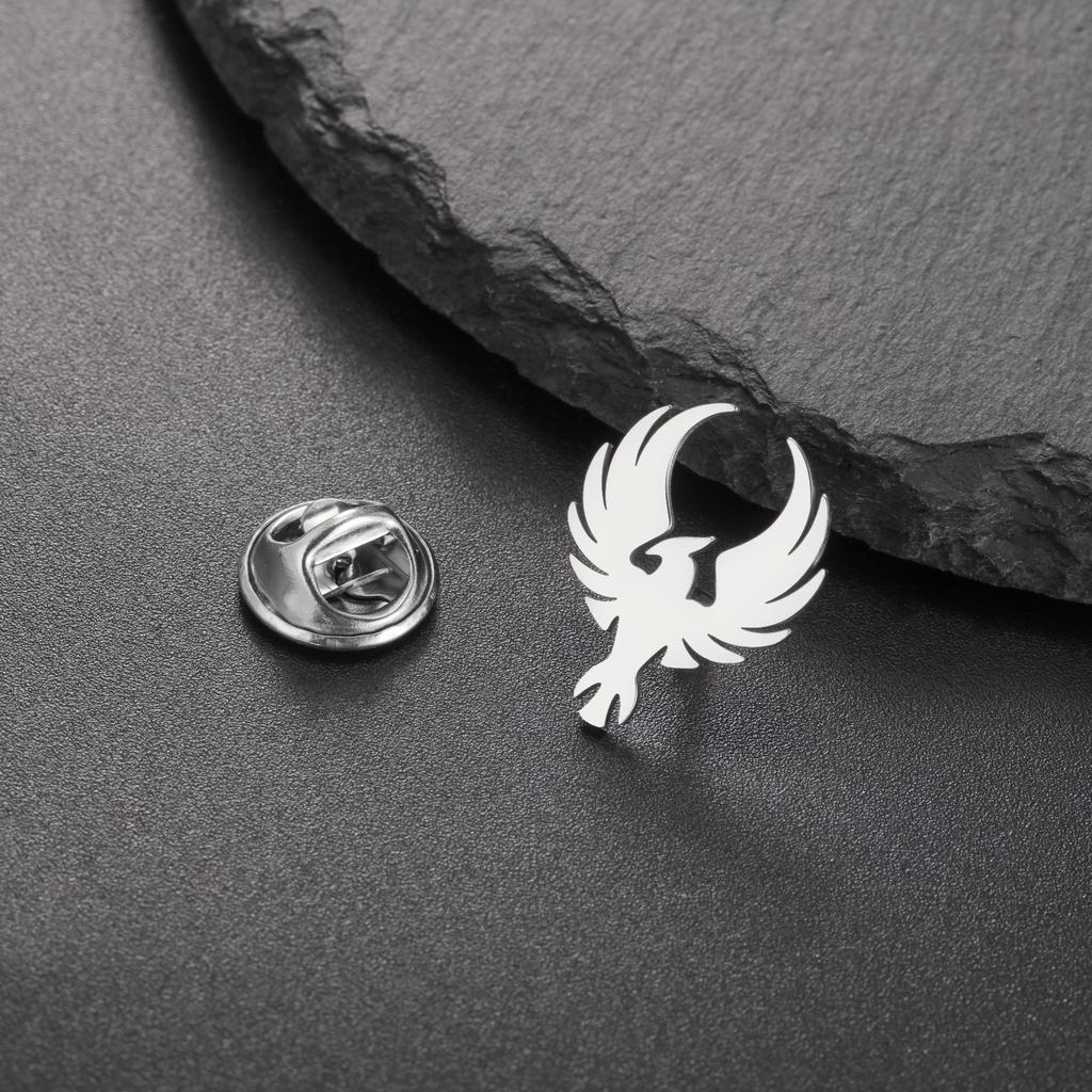 Phoenix Brooch Pin Stainless Steel Animal Gold Color Suit Collar Badges for Men Women Totem Jewelry Wholesale 2026 New