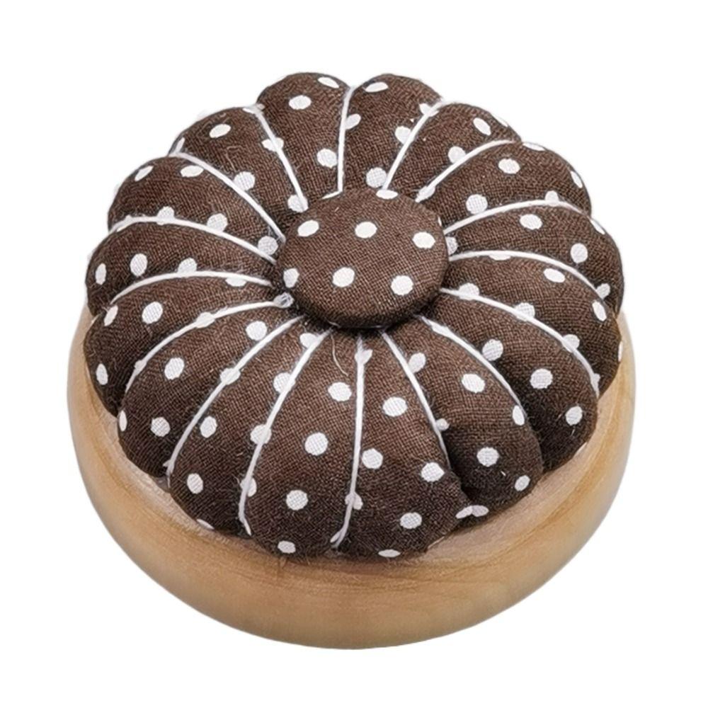 Wood Base Needle Pillow Magnetic Pin Cushion Needlework Accessories Pumpkin Needle Cushion Tailor