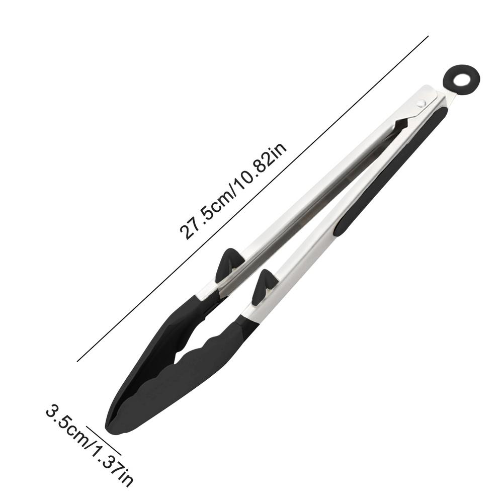 Kitchen Cooking Tongs Heat Resistant Stainless Steel BBQ Tong With Silicone Tips And Stand Design For Salad Grill 11 Inches