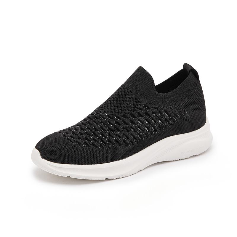High Quality Slip-On Women Walking Shoes Mesh Lightweight Breathable Women Sports Shoes Fashion Rhinestone Wedge Sneakers Women