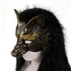 Maschera da Lupo Pelliccia Sintetica Vikinga Volpi Maschera Copricapo Animale Peloso Costumi Cosplay da Lupo per Festa in Costume