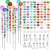 Chunful 176 Pcs Garden Stakes Fairy Wand Garden Stakes with Crystal Stopper Top Beaded Round Glass Bead Antique Silver Bail Beads with Pendant Silver