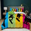 Skateboard Duvet Cover Set Hip Hop Style Bedding Set Colorful Rainbow Tie-Dye Hippie Abstract Graffiti Art Polyester Qulit Cover