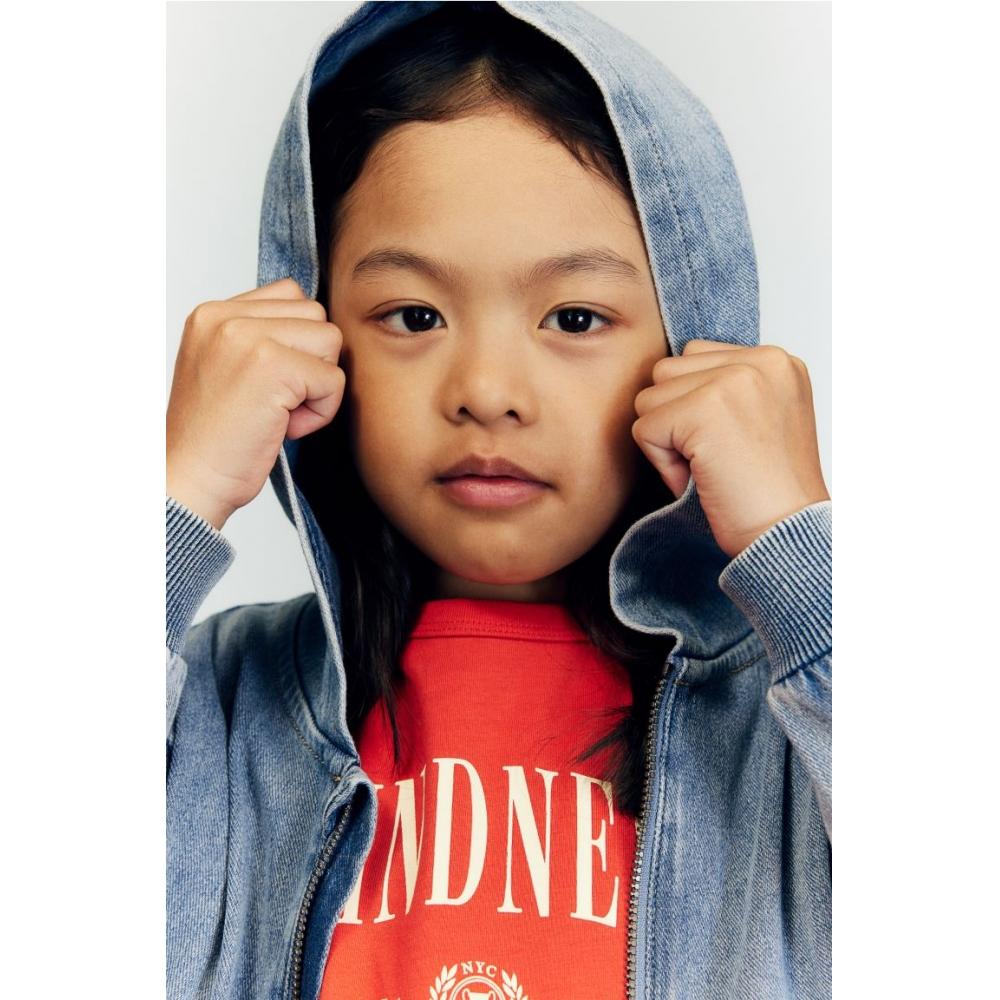 

H M Zip Up Twill Hoodie Blue