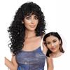 Parrucca Afro Ricci Kinky TikTok con Frangia - Capelli Sintetici Neri Jet con Texture Afro, Ricci 3C-4A Resistenti al Calore, Parrucca Protettiva dall'Aspetto Naturale