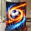 Flaming Football Theme blanket Lightweight Warm Flannel Blanket Decorative Throw Blanket for Home Decoration