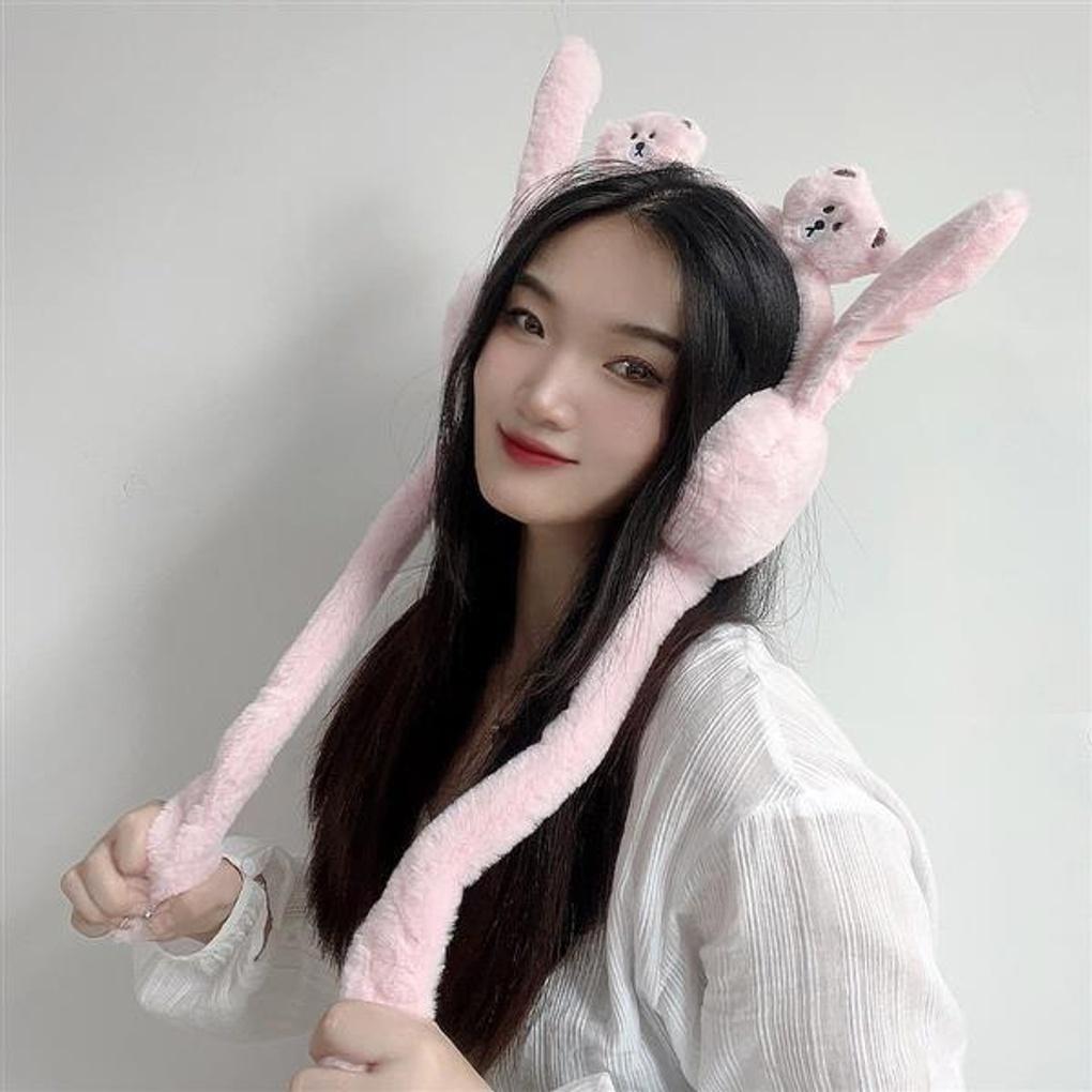 Teddy bear moving earmuffs (pink)