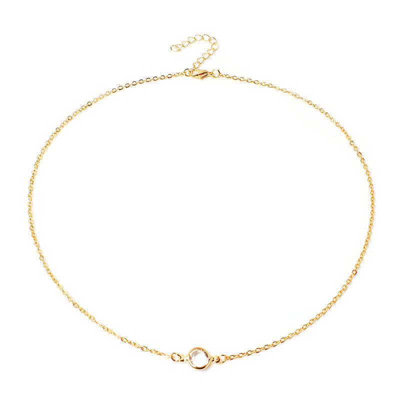 Fashion Women's Temperament Collarbone Chain Alloy Necklace, Simple Transparent Single Diamond Short Necklace