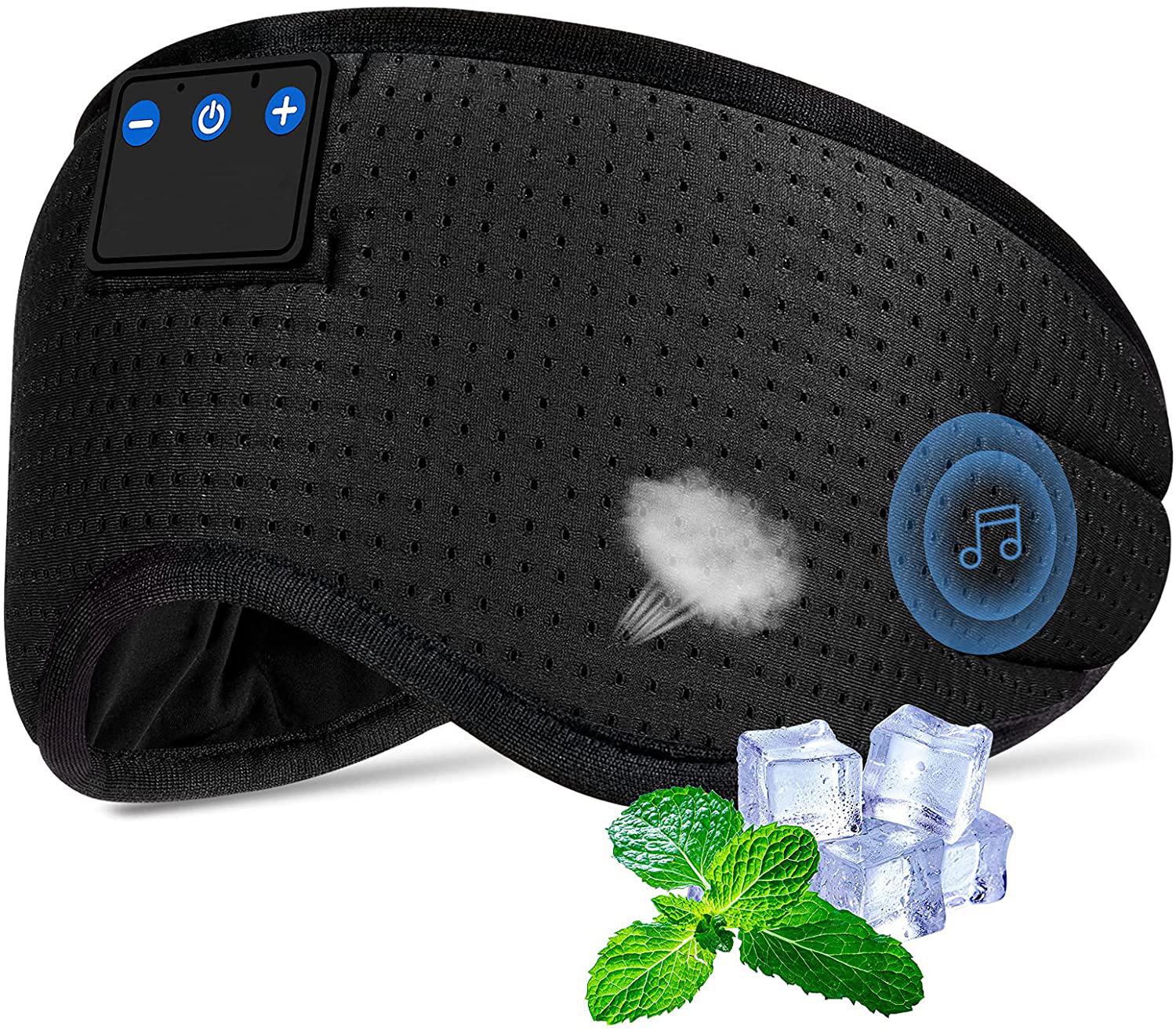 

Bluetooth Sleep Mask with Wireless Earbuds, Ice Silk Fabric, Light Blocking, and Breathable Design чёрный
