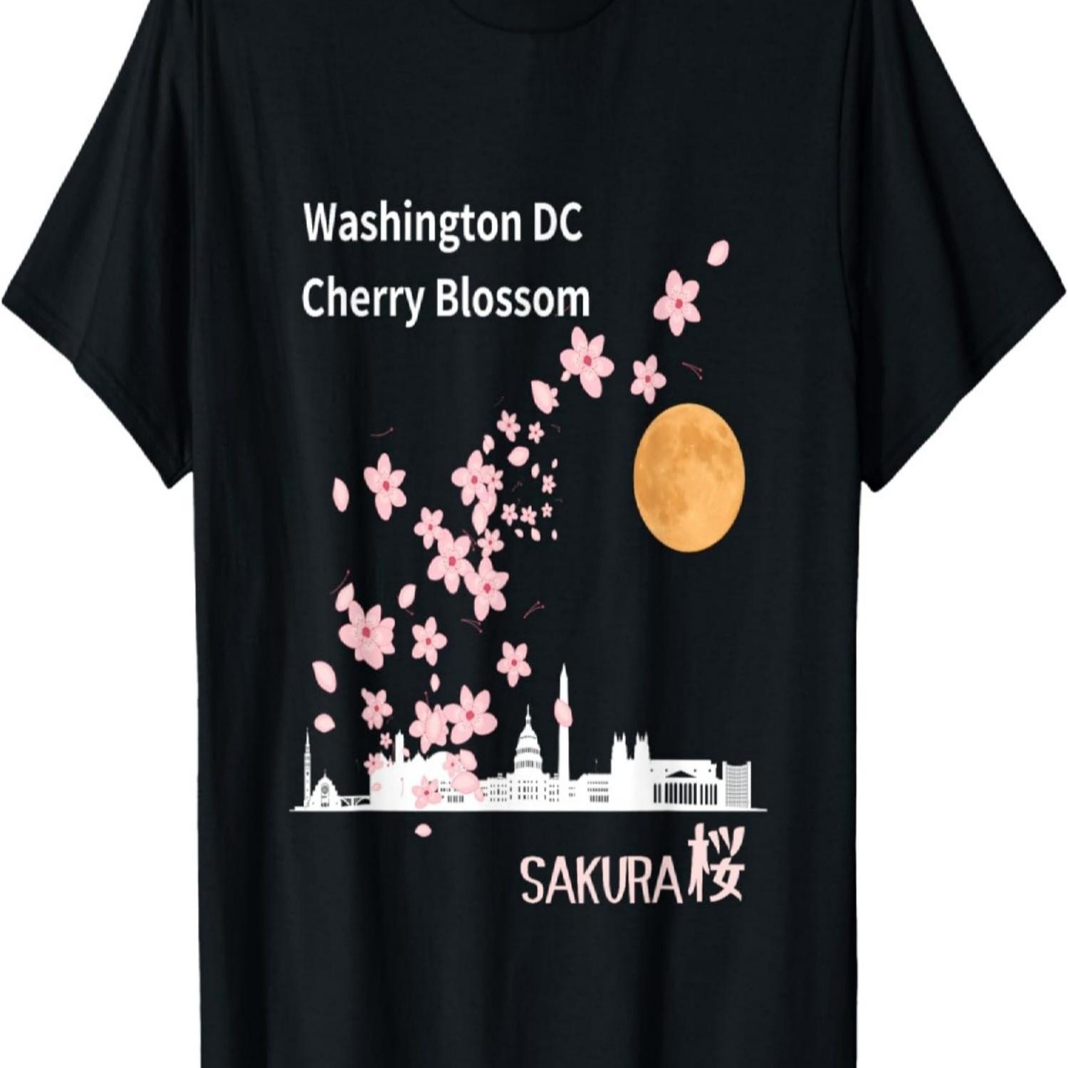 Washington DC Cherry Blossom Sakura Moon T-Shirt S