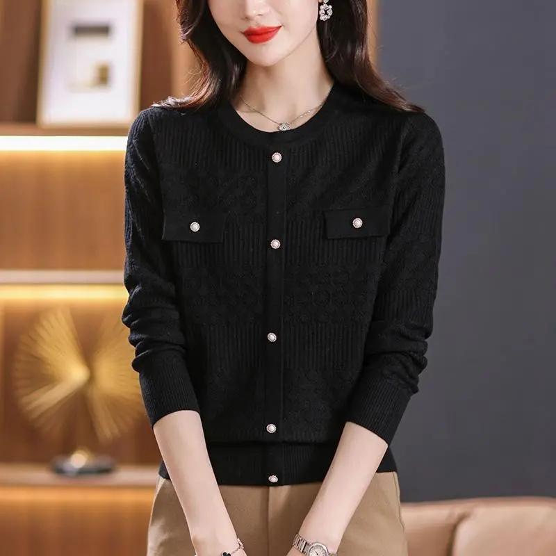 

Женские свитера Осень Зима Длинные рукава Пуловеры Трикотаж Теплые пуловеры Корейская мода Нижние рубашки Тонкий джемпер M чёрный