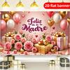 1 2D Flat Spanish Mother's Day Decoration Banner Pink Rose Balloons Gift Theme Background Cloth Party Party Photography