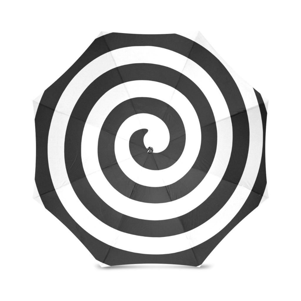 Black And White Vortex Umbrella Ins French Spiral Foldable Rain Umbrella,Wind Resistant Windproof Folding Travel Umbrella Woman