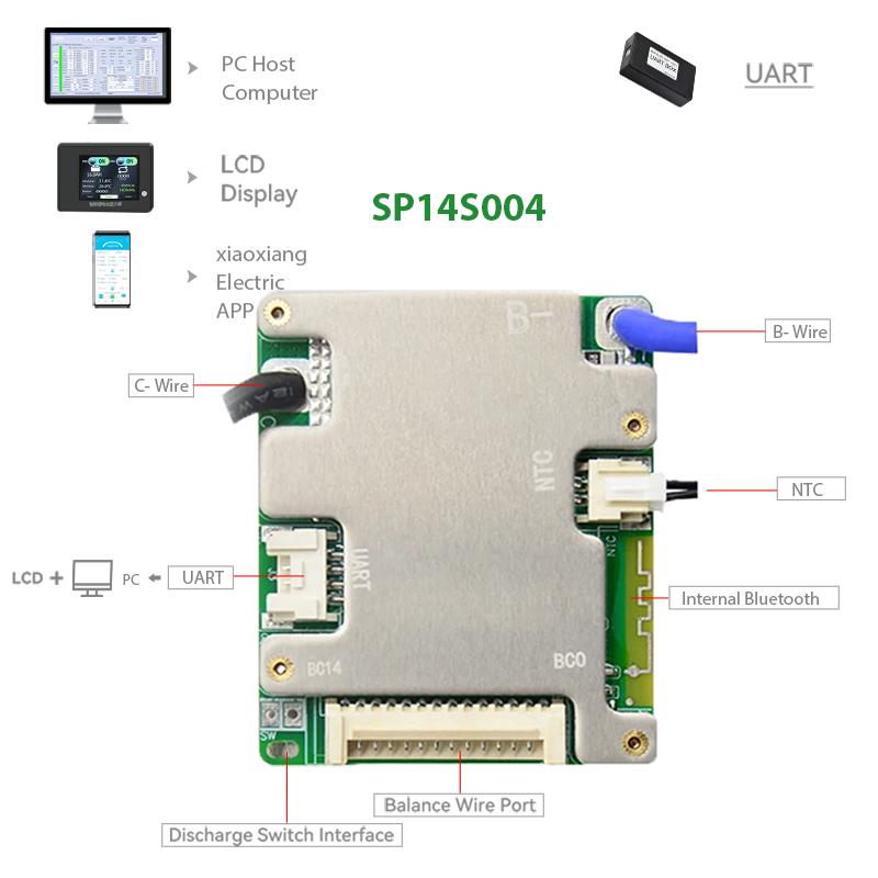 JBD BMS Automized Identify 7s-14s 7S 8S 9S 10S 11S 12S 13S 14S 20A 30A LFP NMC Smart BMS 24V 36V 48V Battery Management System
