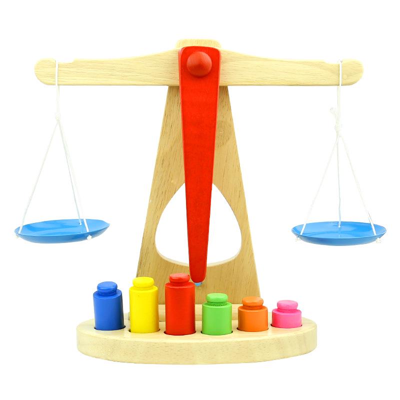 Wooden Balance Scale Toy for Early Learning: Teaches Babies Balance Principles, Ages 0.5-3 Years