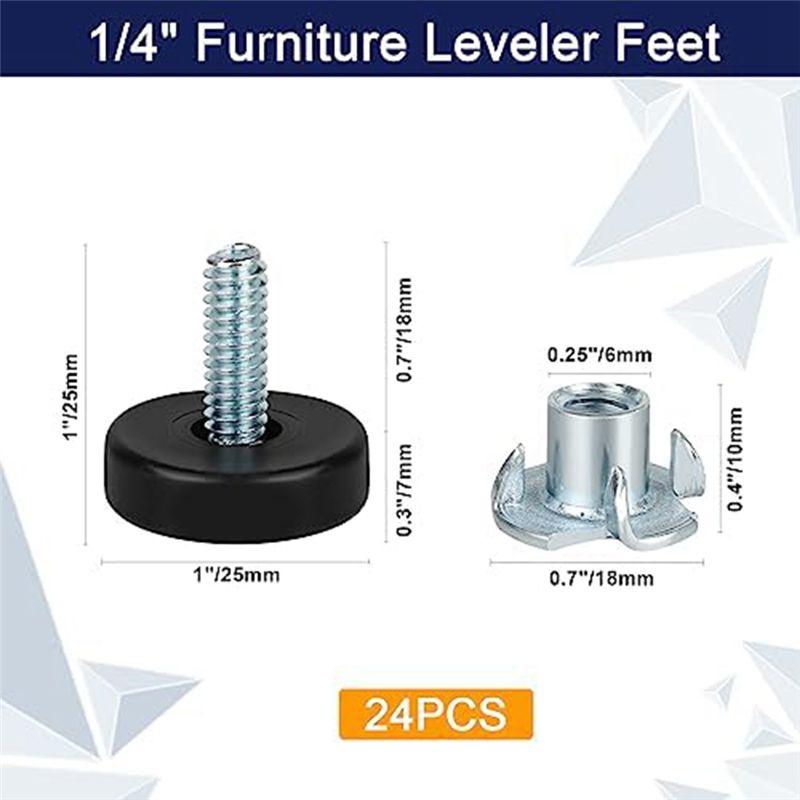 Good-1/4Inch Thread Furniture Feet Levelers,24PCS Adjustable Feet Levelers On Furniture Glide Leveling,For Table(1/4Inch-18)