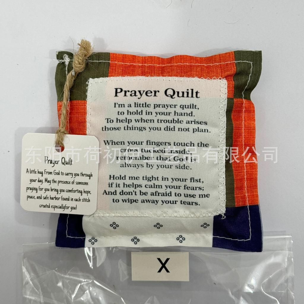 Nueva Bolsa de Tela Pequeña Creativa con Cruz y Palabras de Oración Colcha Colorida con Puntadas de Acolchado Colcha de Oración