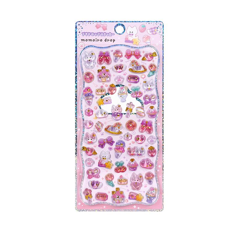 Cartoon 3D Embossed Crystal Children's Stickers Cat and Bunny DIY Decorative Phone Puzzle Reward Stickers