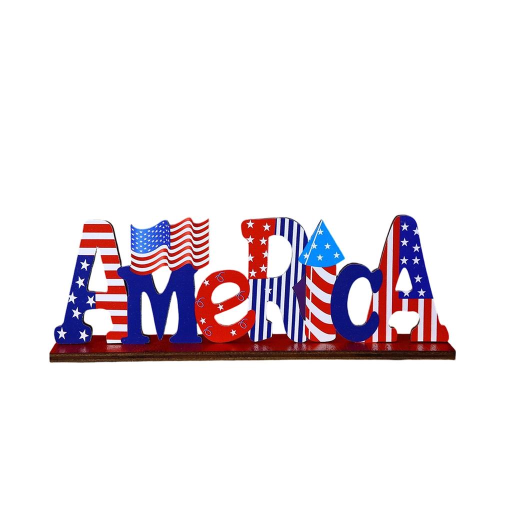 Independence Day Wooden Desktop Decoration Dwarfs Day United States Day Star Flag Creative Decoration