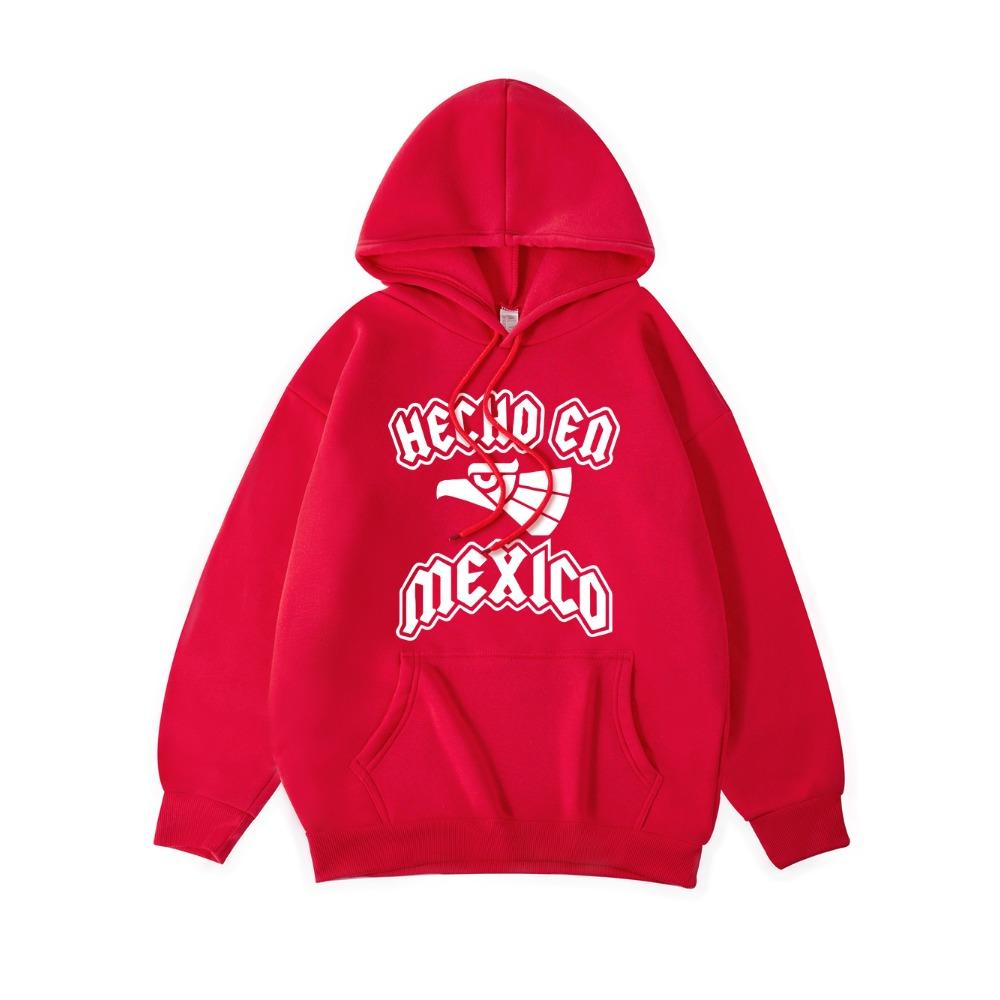Hecho Ed Mexico Letter Printing Hoodies Womens Basics Sporty Hoody Fleece Warm Soft Sweatshirt Woman Sportswear