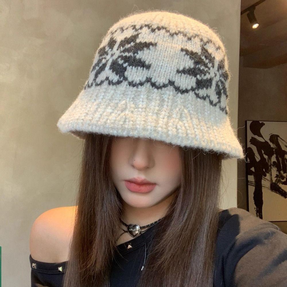 Printed Snowflake Jacquard Knitted Hat Warm Printing Knit Cap Jacquard Pattern Beanies  Autumn