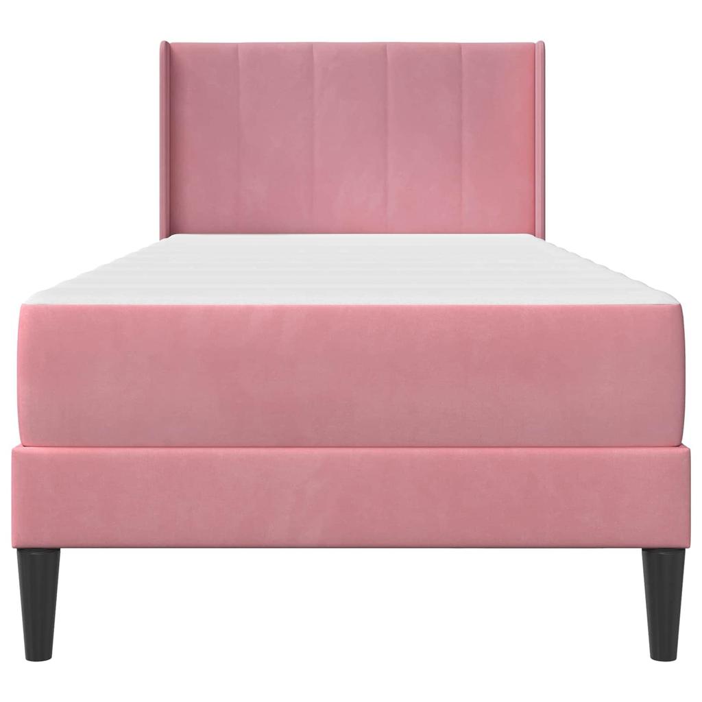 Bed Frame with Mattress and Headboard Pink 80 x 200 cm Velvet