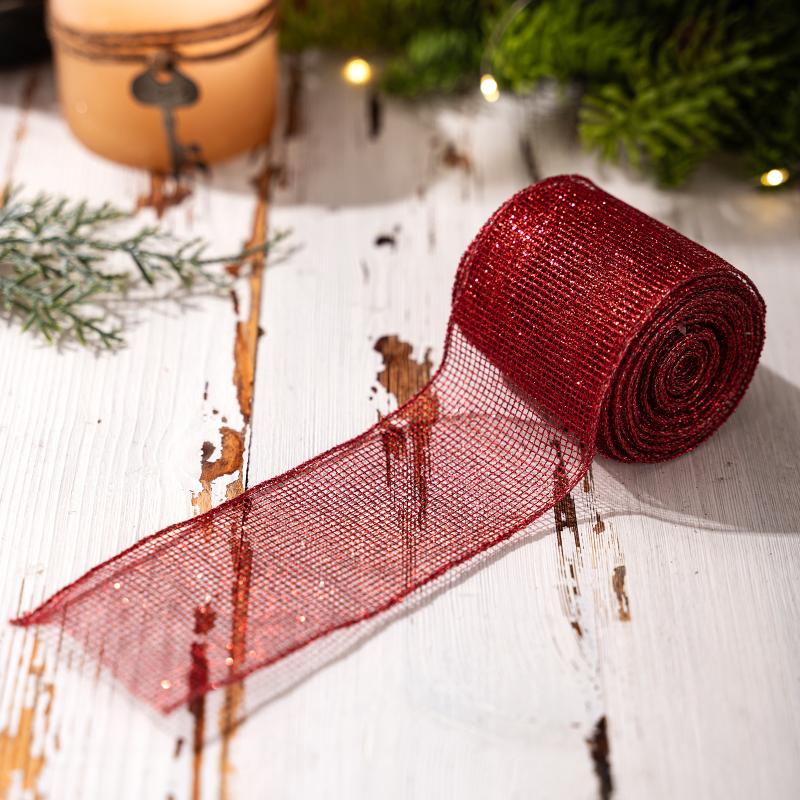 1 Roll Christmas Ribbon Diy Christmas Tree Decoration Wreath Decoration Gift Packaging Decoration Ribbon
