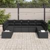 9 Piece Garden Sofa Set with Cushions Black Poly Rattan