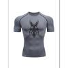 Men's Compression Shirt Quick Dry Gym Fitness T-Shirt Winged Cross Gothic Print Workout Sportswear