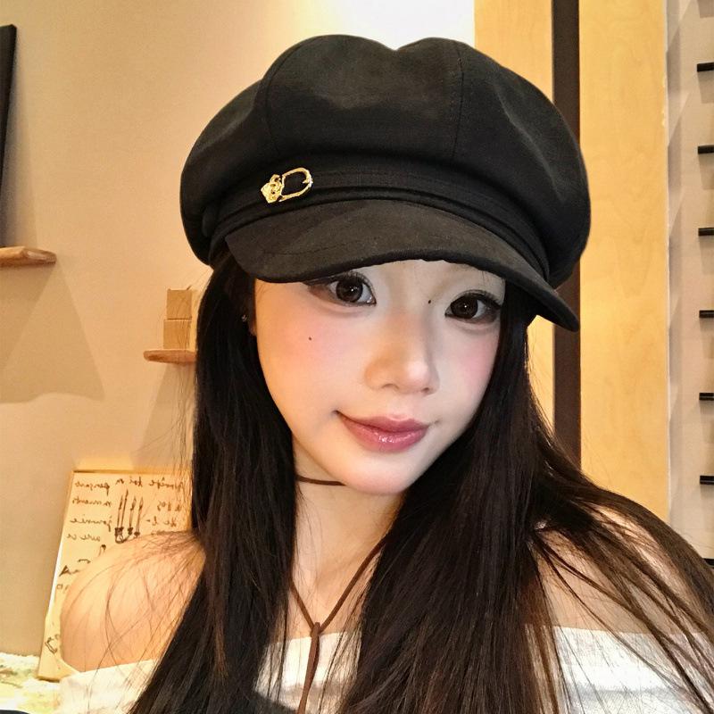 Women's Japanese Retro Octagonal Beret: Versatile, Large-Circumference Hat for a Smaller Face Look