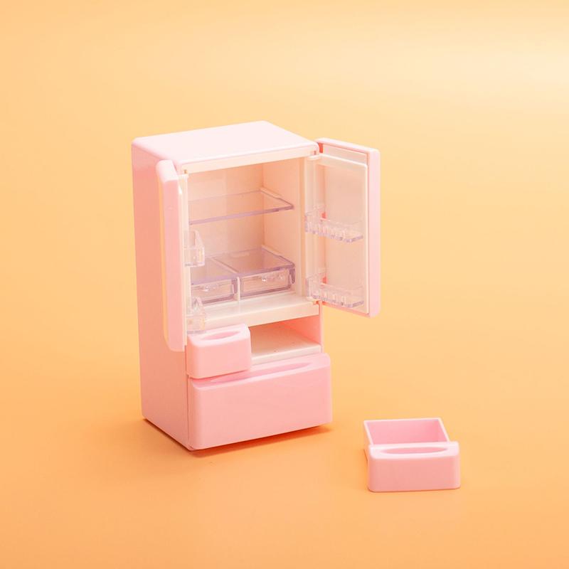 

1:12 кукольных миниатюрных холодильников, имитация бытовой техники, модель домашнего декора, игрушечные аксессуары для кукольных домиков розовый