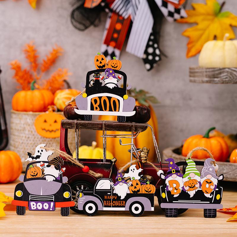 Wooden Pumpkin Charming Gnome Car Hanger Delightful Halloween Spirit Decor