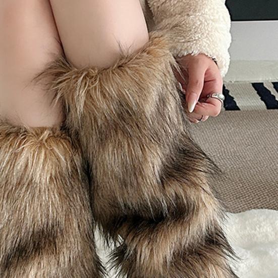 Fuzzy Leg Warmers Women Retro Shaggy Leg Warmers Winter Faux Fur Plush Calf Warmers Furry Shoe Cuff Covers for Dating Party Street Wear