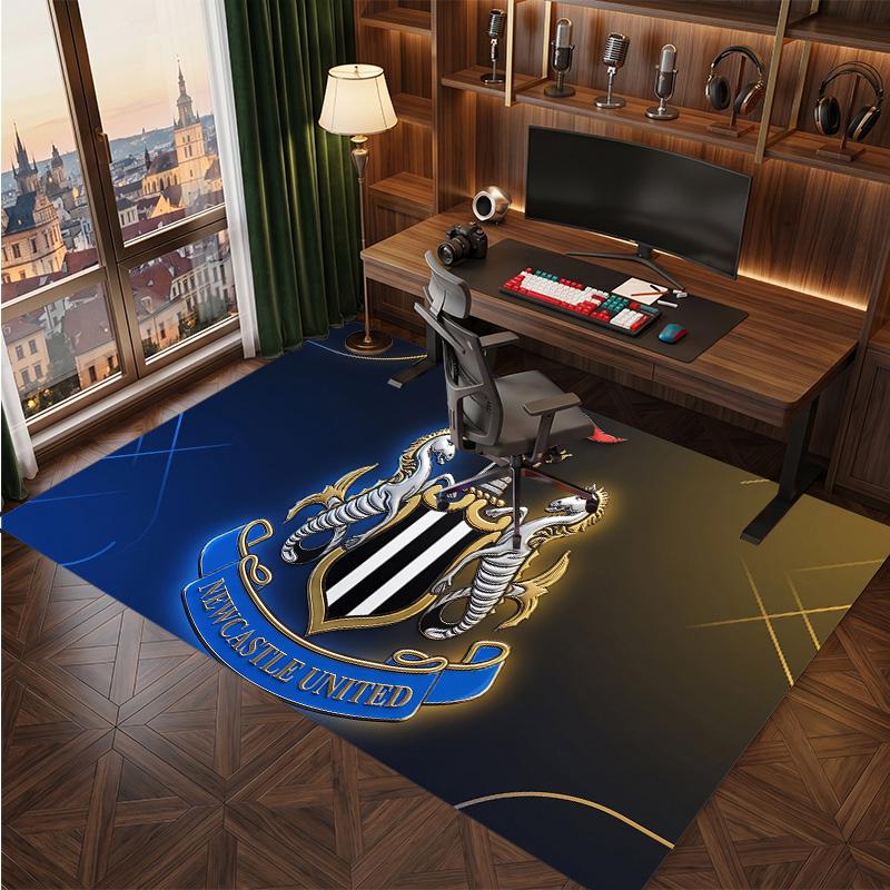Tappeto in Velluto di Cristallo con Stampa di Calcio del Newcastle United, Comodo Assorbente d'Acqua Antiscivolo Tappeto per Pavimento Interno