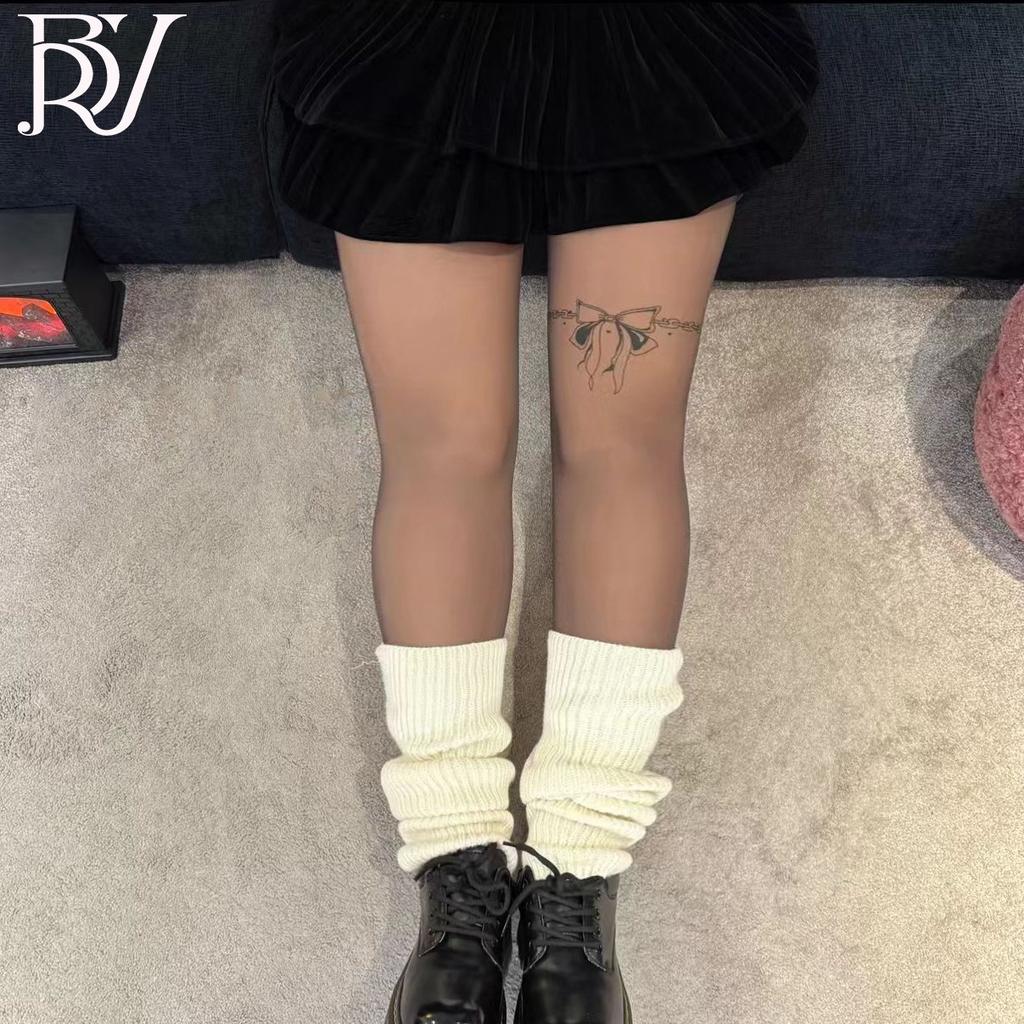 Wrapped Yarn Printed Butterfly Black Skin Bare Legs Autumn And Winter Artifact Warm Fake Meat Sexy Autumn Stockings Pantyhose