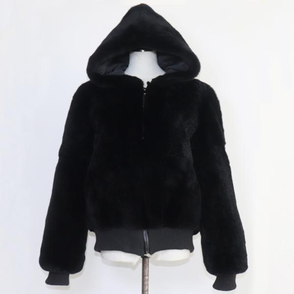 

Женское пальто с капюшоном из натурального меха кролика Рекс, натуральная толстая куртка из меха кролика Рекс, женская теплая куртка из 100% натурального меха кролика Рекс XXL чёрный
