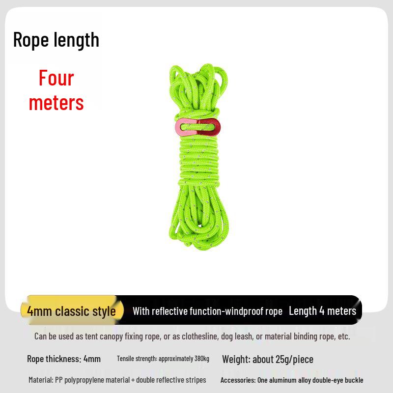 Adjustable Reflective Windproof Camping Tent Rope Pulley System