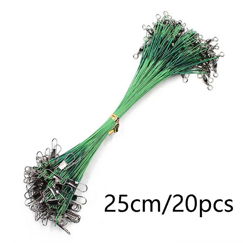 20PCS 10CM-30CM Anti Bite Steel Fishing Line Steel Wire Leader With Swivel Fishing Accessory Lead Core Leash Fishing Wire