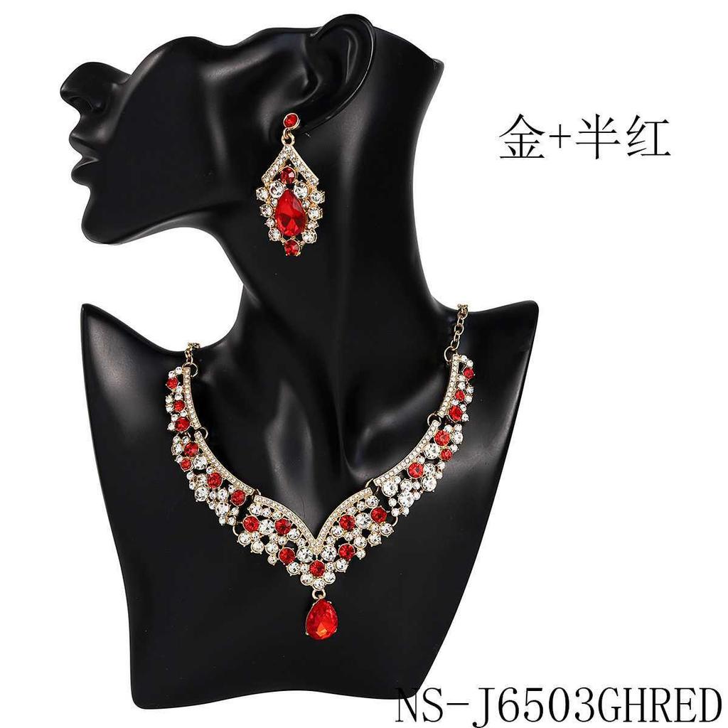 European and American Cross-border Fringed Earrings Necklace Set, High-end Retro Alloy Jewelry, Bridal Wedding Jewelry Two-piece Set